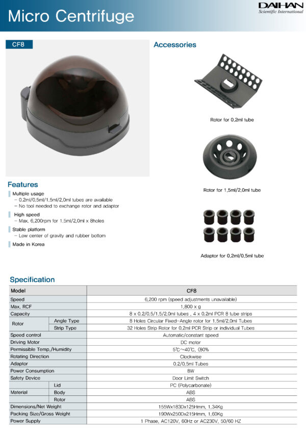 Micro centrifuge scaled